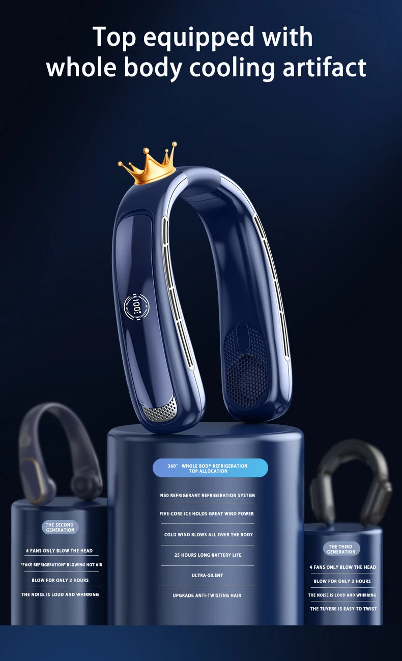 Xiaomi Portable Neck Fan Smart Digital Display Power Ventilador Rechargeable Outdoor Bladeless Silent Electric Neck Fan Cooler