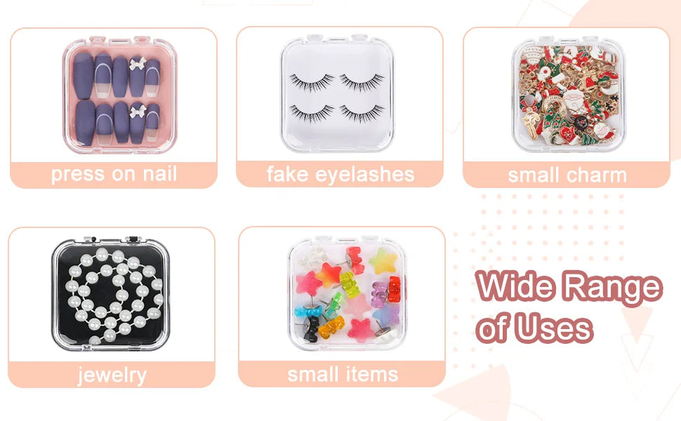 20pcs Press On Nail Packaging Boxes With Double Sided Adhesive Nail Tape Acrylic Press On Nail Storage Box in 4 Colors For Nail
