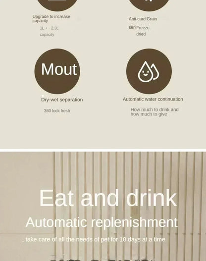 2-in-1 Automatic Pet Feeder with Water Dispenser - Suitable for Feeding/drinking Stations for Puppies/kittens