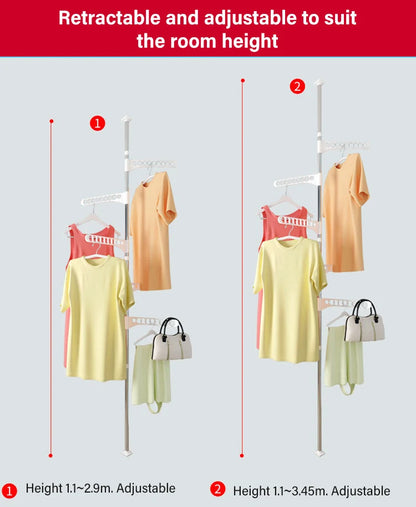 Household Flooring drying rack indoor telescopic pole drying rack Balcony Window Retractable drying rod Fixed Hanging Coat Racks