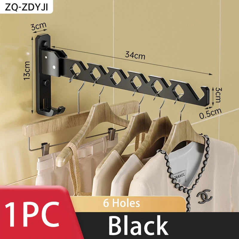 Wall Mounted Clothes Hanger No Punching Folding Drying Racks Collapsible Multi-Purpose Clothes Drying Rack Bathroom Space Saving