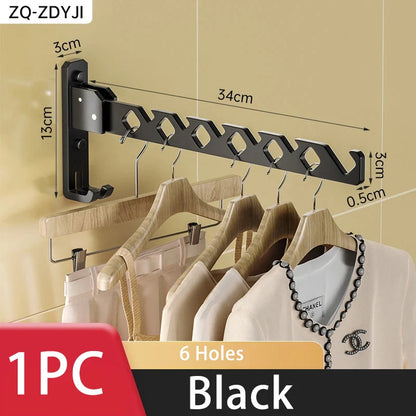 Wall Mounted Clothes Hanger No Punching Folding Drying Racks Collapsible Multi-Purpose Clothes Drying Rack Bathroom Space Saving
