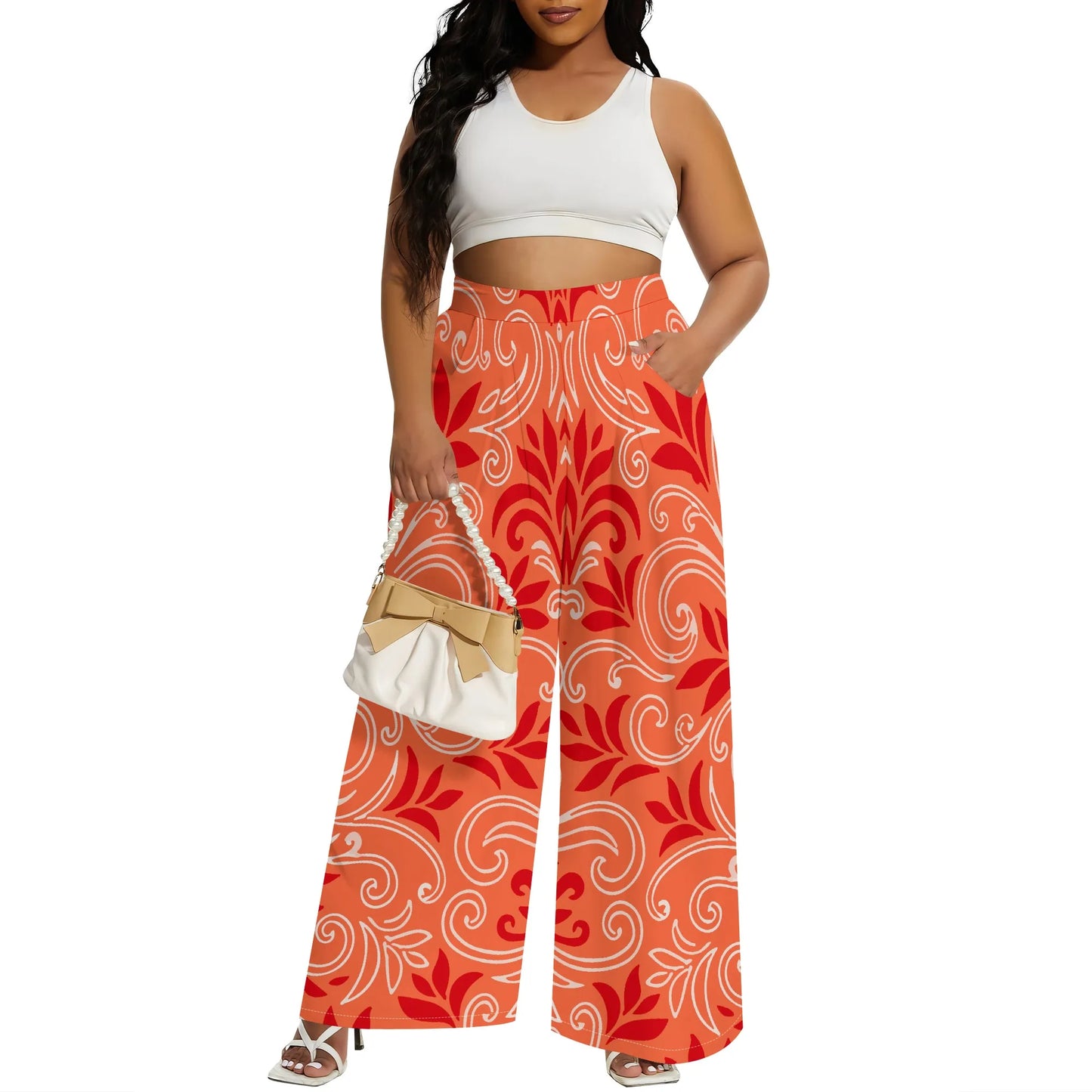 2025 Spring Palazzo Pants for Women High Waisted Wide Leg Stretchy Loose Fit Casual Trousers Party Pants with Pocket