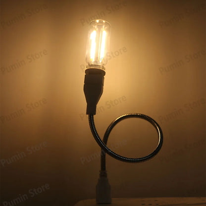 LED Night Light A set of Light Bulbs USB Bendable Night Light USB Metal Hose And Night Light Bulb Purple Pink Blue Green