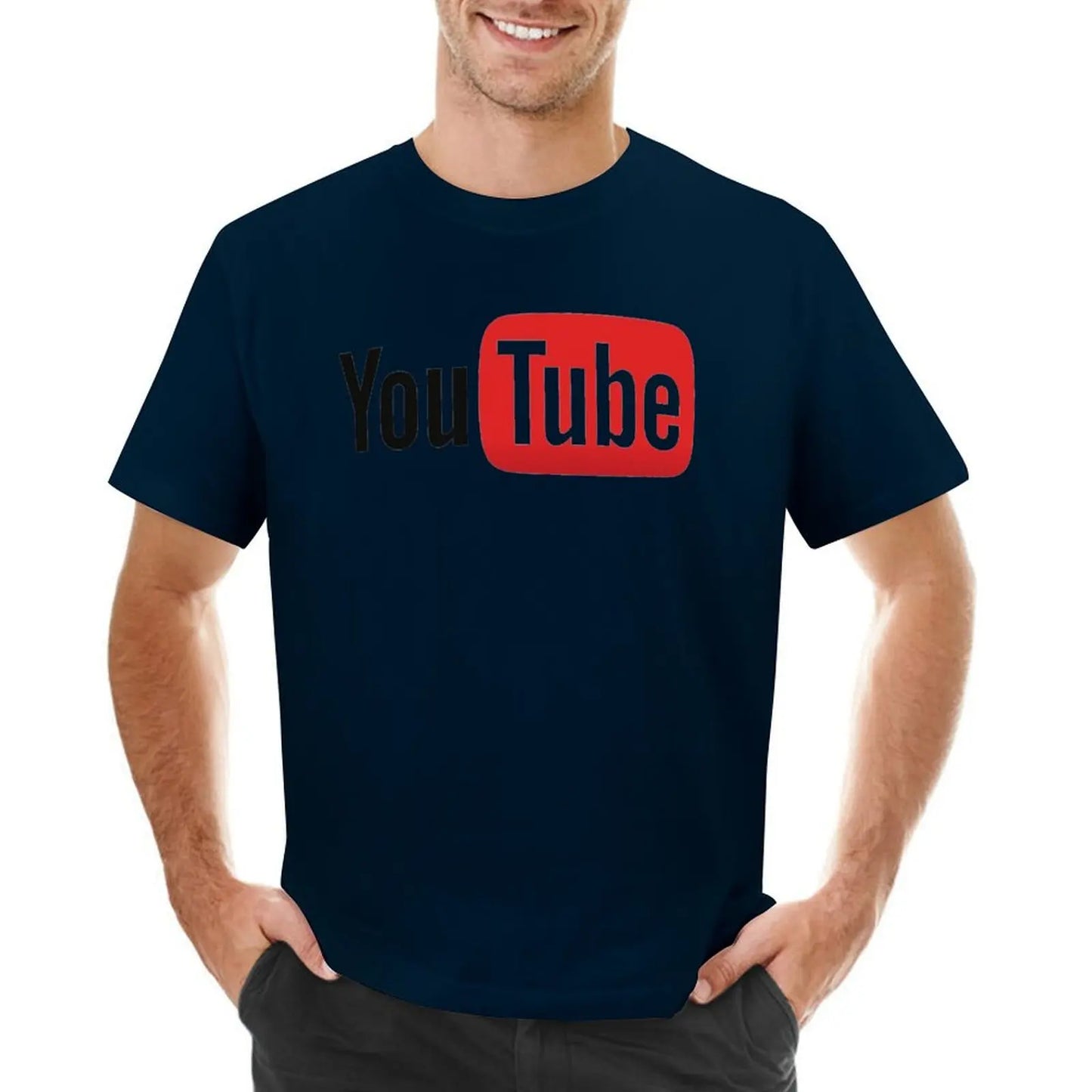 Mens T-Shirt YouTube Logo T-Shirts Fashion Video Website Summer Tees Y2K Fun Design 100% Cotton Clothes Plus Size