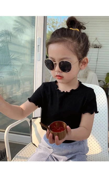 Baby Girls T-shirts for Kids Summer Sleeveless Knitted Tops Vest Outfits Girls Cute Halter Tops Tees Children Clothing 1-12 Year