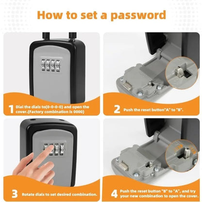 Key Safe Portable Wall Mounted with Removable Lock Box Suitable for Home Garage School Indoor and Outdoor Waterproof Key Cabinet