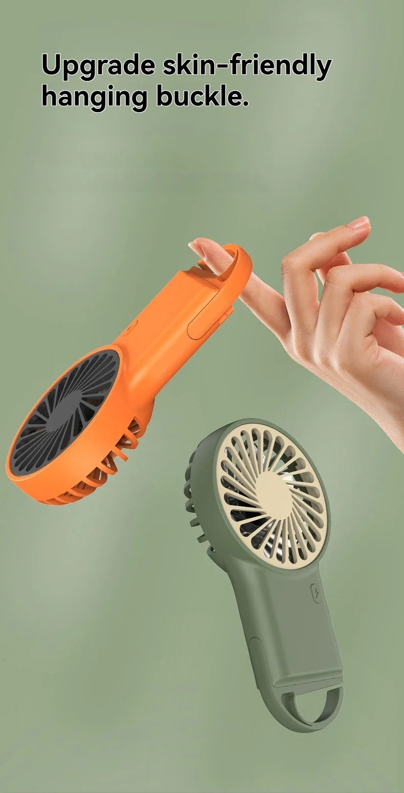 New Foldable Handheld Desktop USB Rechargeable Mini Fan Cartoon Design with Hook for Mountaineering Outdoor Home Office use