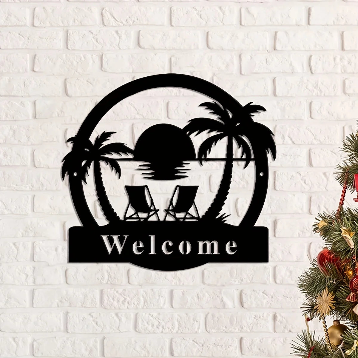 Outdoor Palm Trees Metal Sign, Metal Palm Trees Sign, Porch Decor, Family Sign for Front Door Backyard Sign Palm Tree Pool Sign