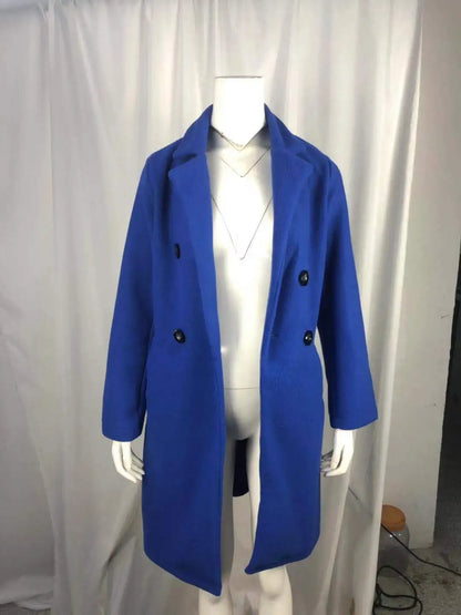 New Plus Size 4XL 5XL Women's Autumn Coat Woollen Blends Overcoats 2025 Winter Long Sleeve Casual Oversize Outwear Jackets Coat