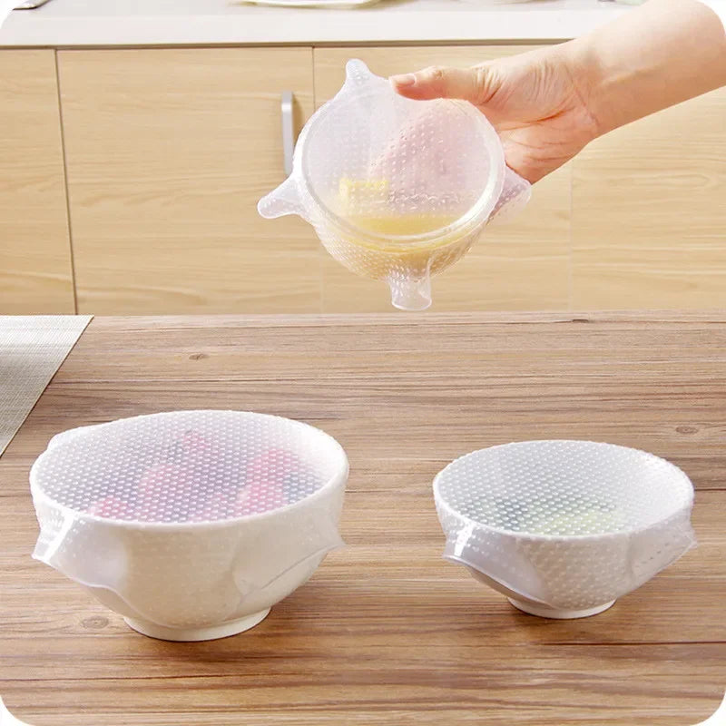 Reusable Food Fresh Lid, 3pcs/Set Silicone Stretch Cover, Suction Cover for Cooking Pot, Pan, Bowl, Vacuum Sealer Wrap