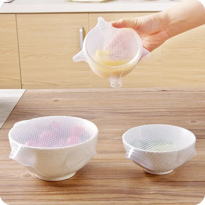 Reusable Food Fresh Lid, 3pcs/Set Silicone Stretch Cover, Suction Cover for Cooking Pot, Pan, Bowl, Vacuum Sealer Wrap