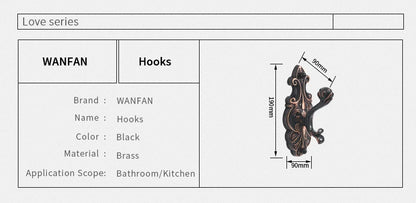 Robe Hooks European Style Brass Black Hangers For Clothes Towel Rack Clothes Hook Home Decoration Bathroom Hardware Set WF-88801