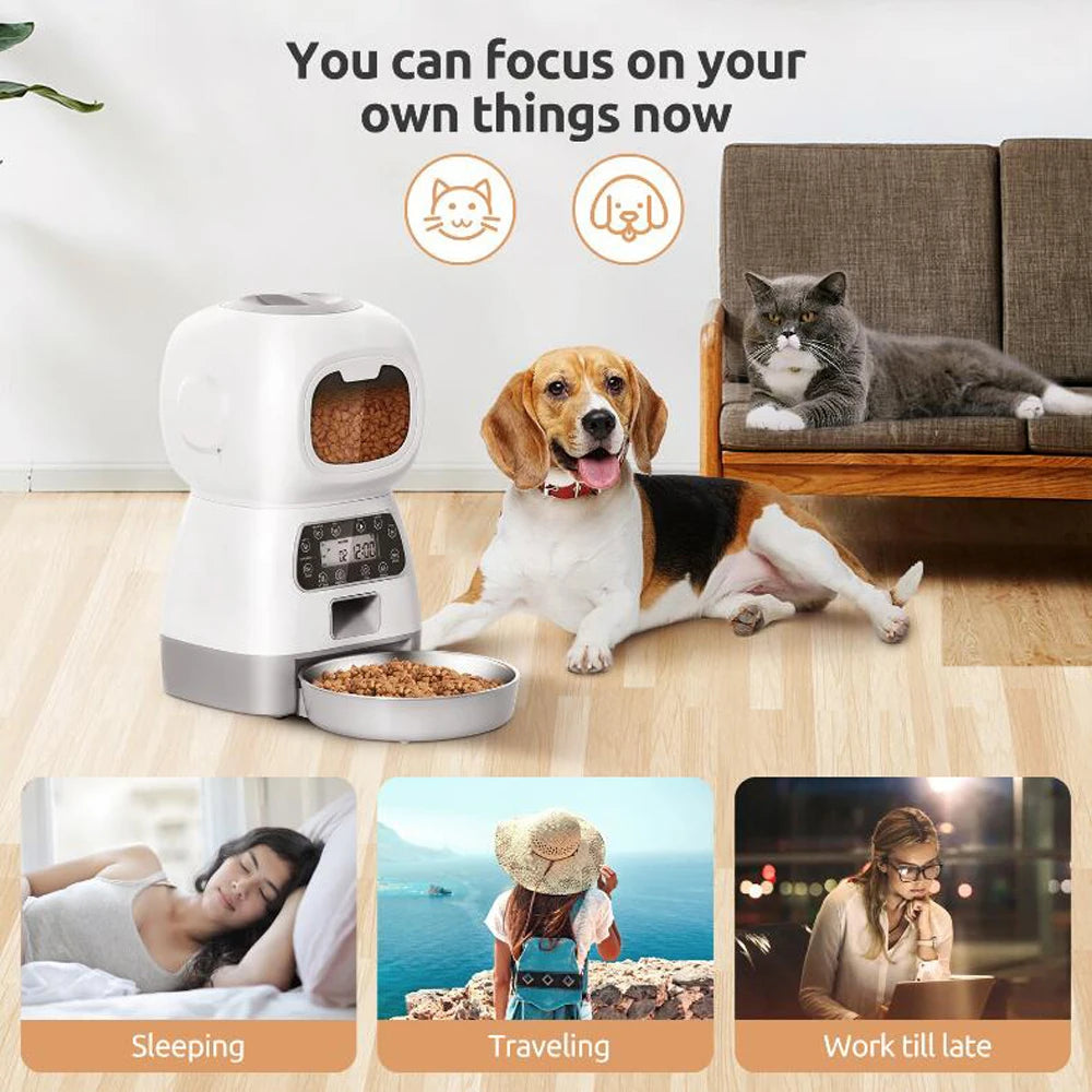 3.5L Automatic Pet Feeder Smart Swirl Slow Dog Feeder With WIFI Voice Recorder Large Capacity Timing Cat Food Dispenser Dog Bowl