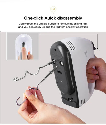 Handheld Electric Egg Beater, Household Automatic Mixer, Handheld Food Cake Bread Baking Dough Mixer, 7-speed Cream Blender