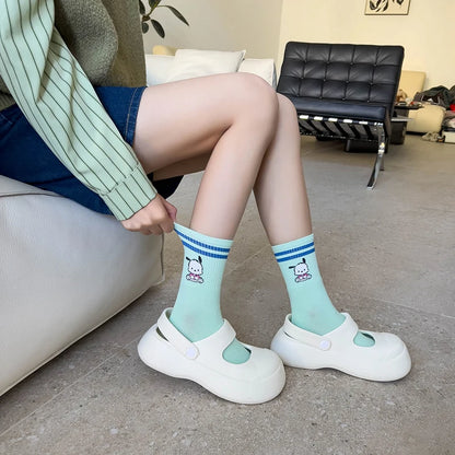 Pochacco Cartoon Cotton Socks Sanrio Combed Cotton Stockings Cute Puppy Girls Stockings Children Cotton Warmer Sock