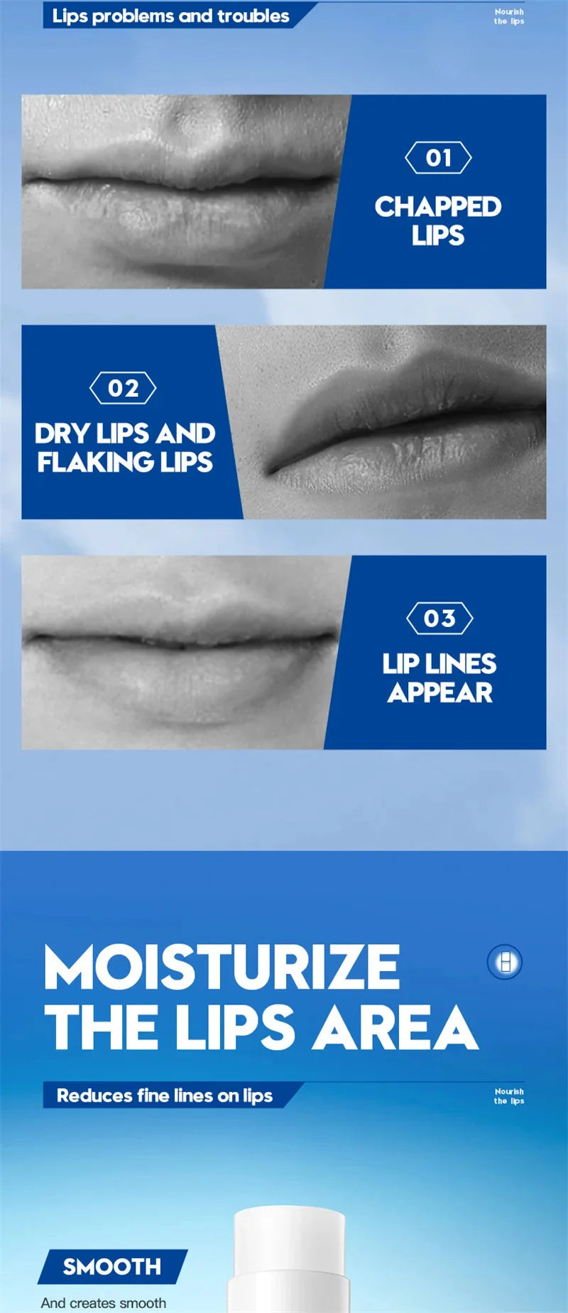 Men Lip Balm Moisturizing Hydration Fading Lip Lines Anti-Cracking Remove Dead Skin Refreshing And Not Greasy Exquisite Lip Care