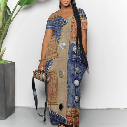 Women's Casual Maxi Dresses Summer Suspender Beach Dress Sundress with Pockets