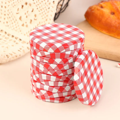10 Pcs Colorful Lattice Jam Jars Lids Wide Mouth Screw Lids Storage Caps For Jars Glass Round Storage Cover