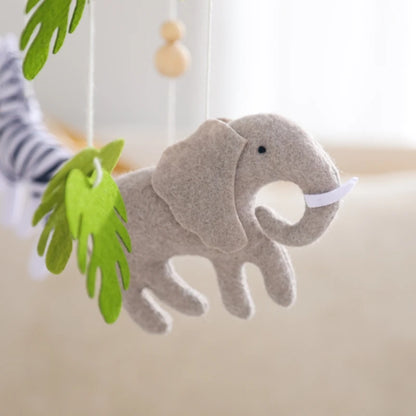 Baby Crib Mobile Rattle Toy For 0-12 Months Cartoon Felt Forest Animal Bed Bell Hanging Wooden Bracket Mobile Newbaby Rattle Toy