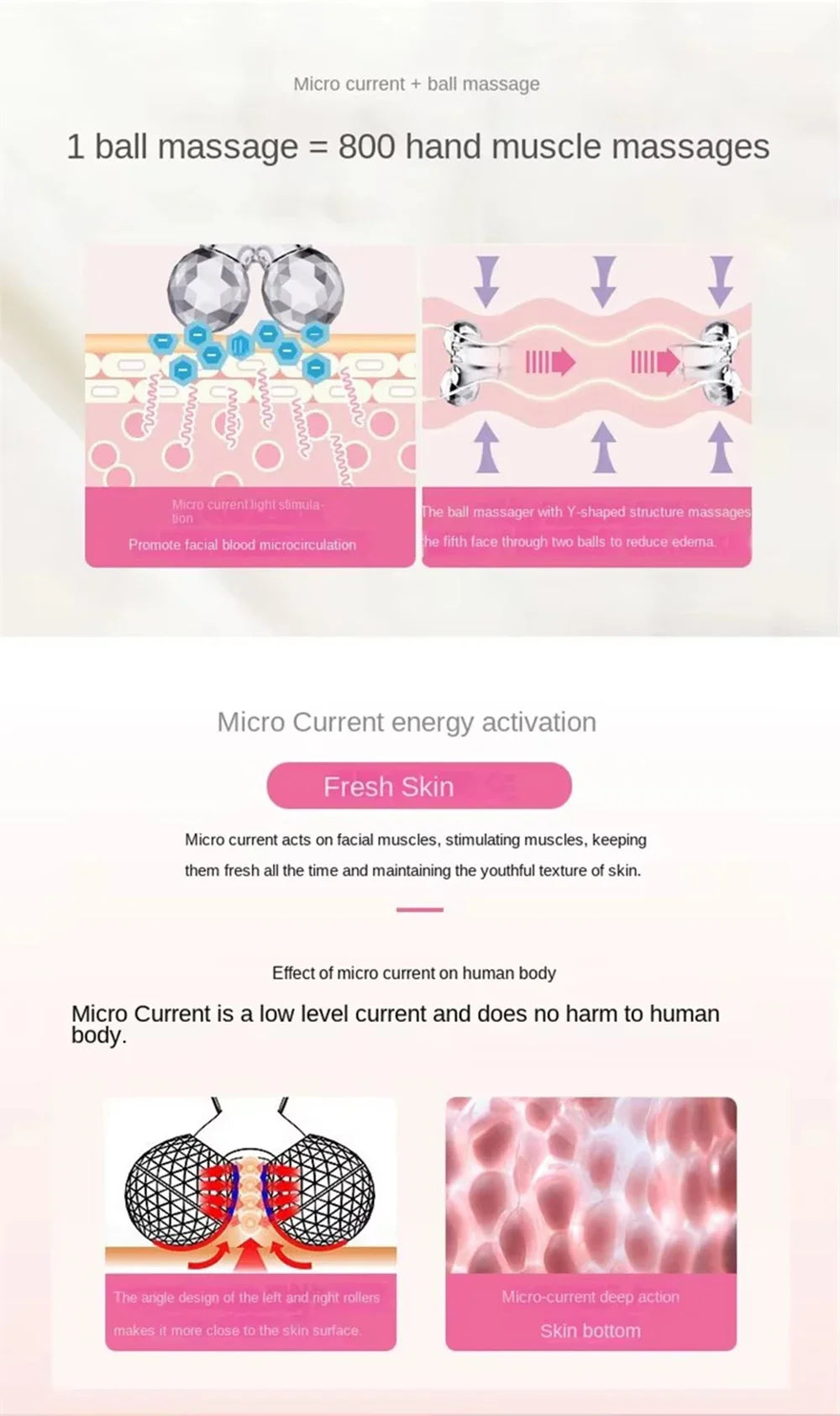 4D Roller Facial Massager EMS Face Lift Device V-Face Slimmer Skin Tightening Double Chin Remover Eye Care Vibration Massager