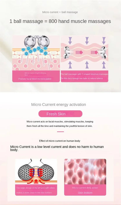 4D Roller Facial Massager EMS Face Lift Device V-Face Slimmer Skin Tightening Double Chin Remover Eye Care Vibration Massager