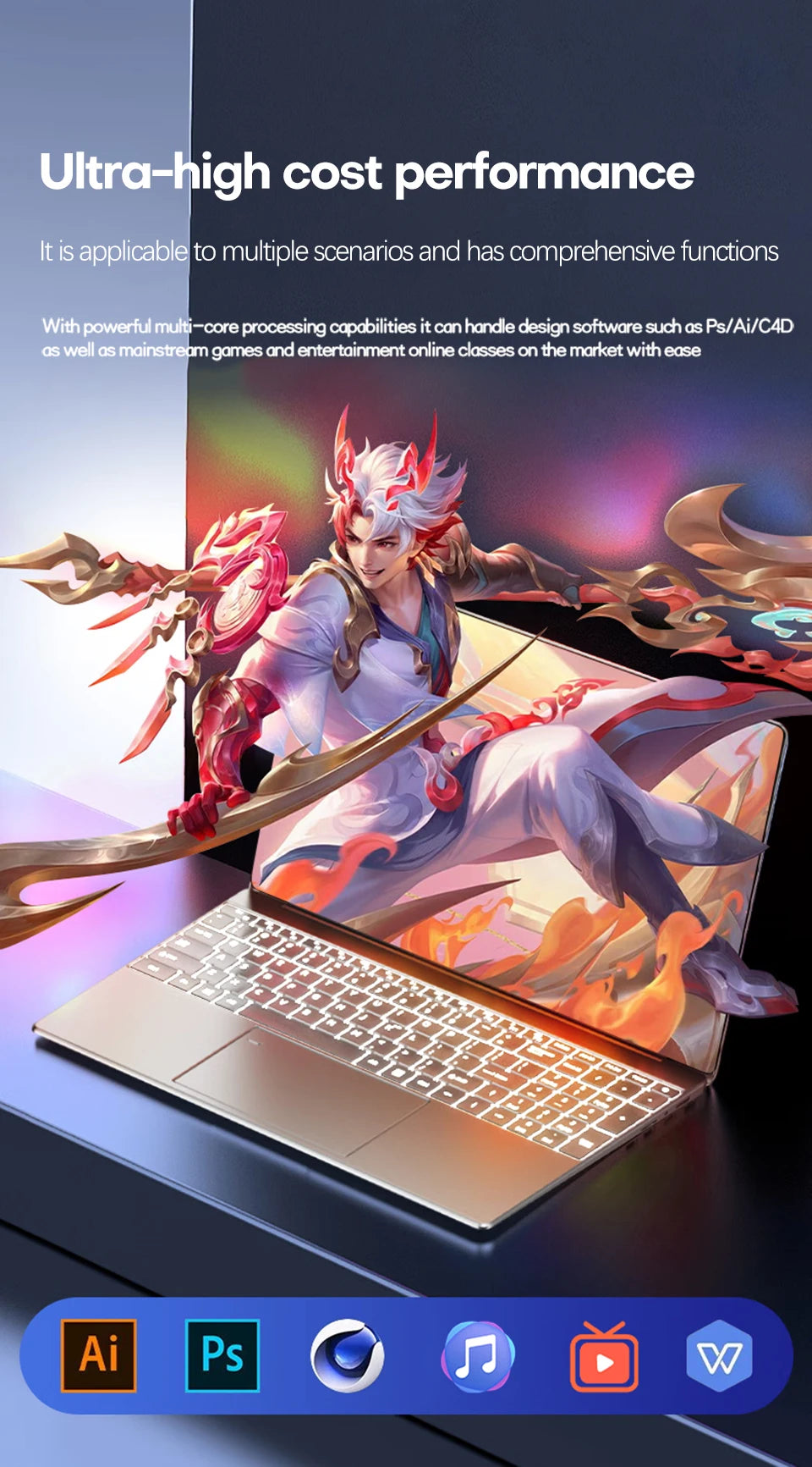 15.6 inch Laptop Computer intel Pentium 7505 Dual Core Laptops Windows 11 Pro Portable PC Gamer Notebook with Fingerprint Unlock