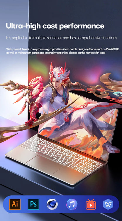 15.6 inch Laptop Computer intel Pentium 7505 Dual Core Laptops Windows 11 Pro Portable PC Gamer Notebook with Fingerprint Unlock