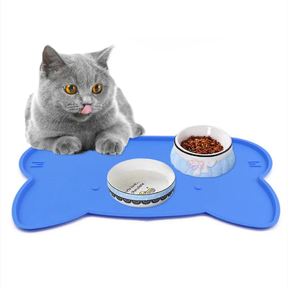 Silicone Pet Feeding Dog Cat Bowl Food Mat Non-Stick Waterproof Pet Food Feeding Pad Puppy Feeder Tray Water Cushion Placemat