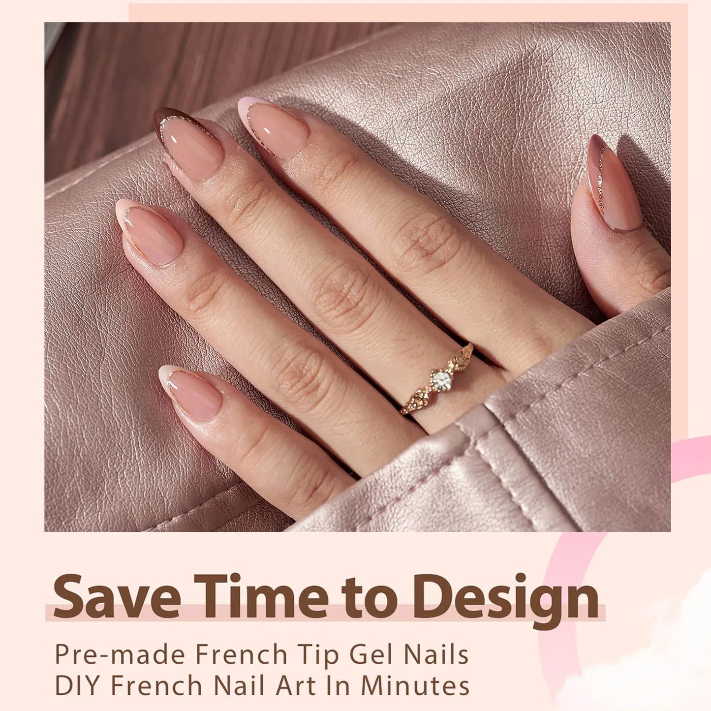 150pcs 6 Colors Fake Nail Multi-size False Nail Press On Acrylic Nails Almond French Wearing Armor Removable Convenient