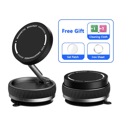 Vacuum Suction Magnetic Car Mount Strong Suction Stand Phone Holder Foldable Design 360° Rotation Adjustable Car Phone Bracket