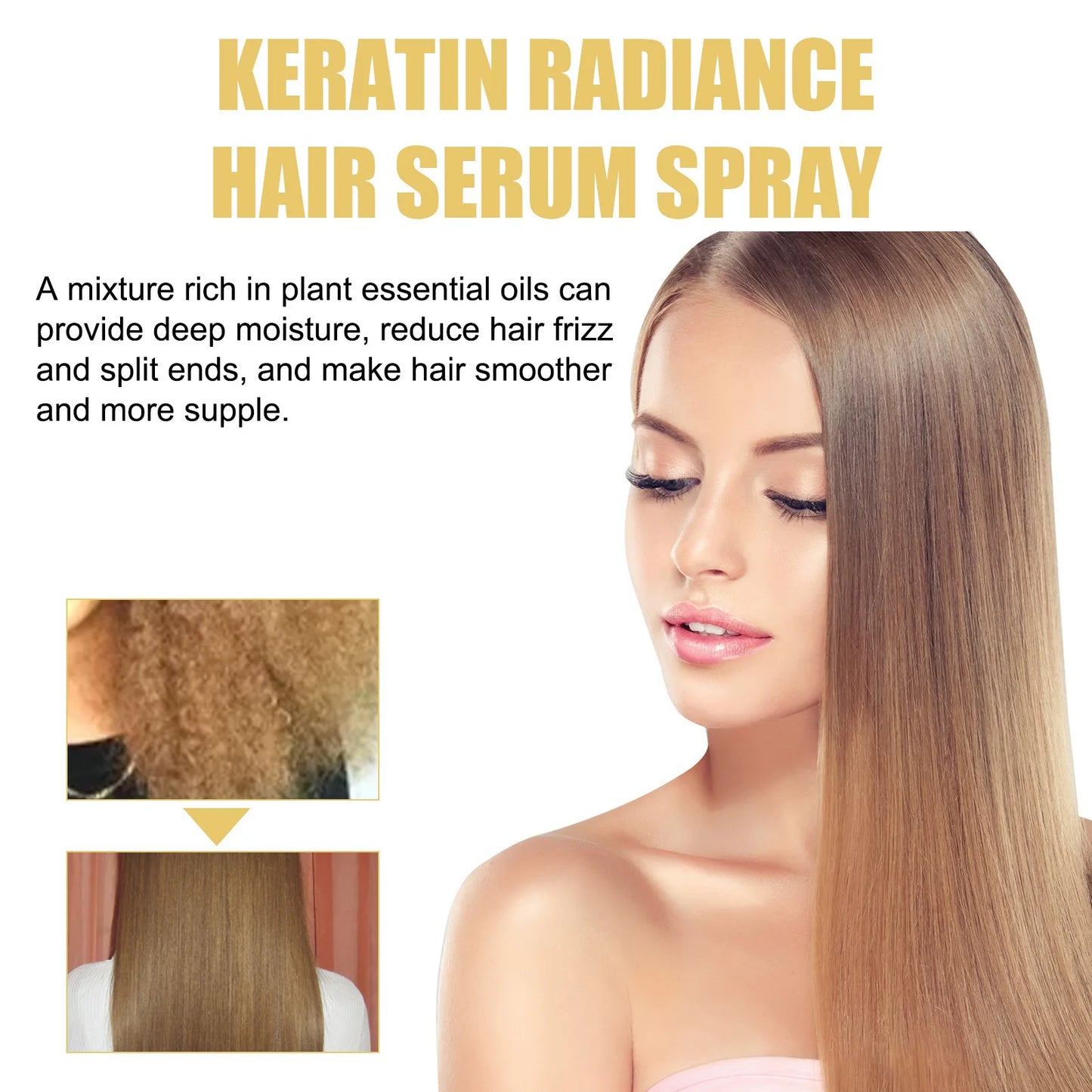 Straightening Hair Serum Spray Repair Keratin Smoothing Silky Soft Protein Correcting Anti Damaged Frizz Hair Treatment Essence