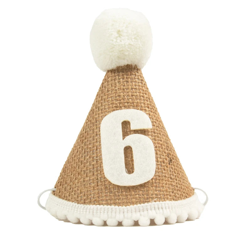 Burlap 1st Birthday Hat Baby First Birthday Party Newborn Boy Girl 1 2 3 Year old Headband Baby Shower Birthday Party Decor