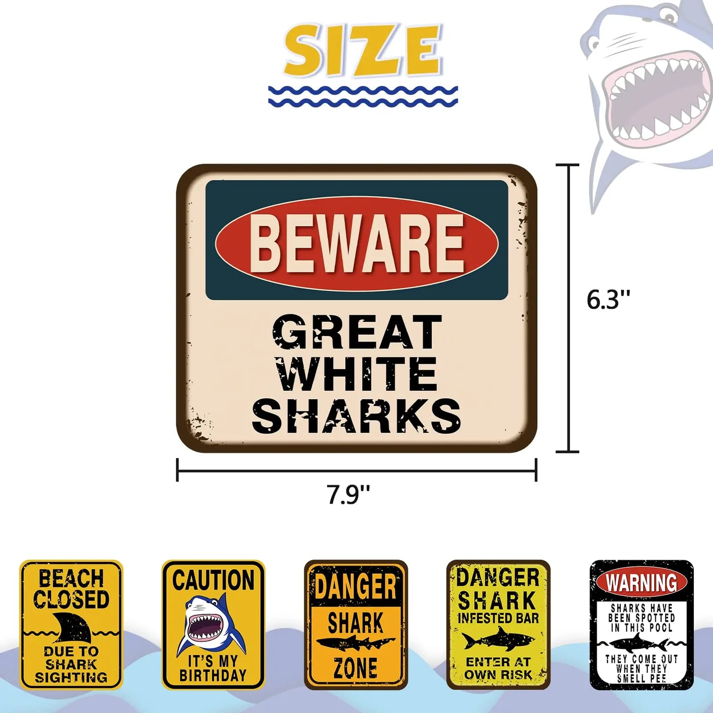 6 PCS Shark Zone Party Decorations Funny Party Wall Decorations Signs for Boys Birthday Party Ocean Shark Theme Party Supplies