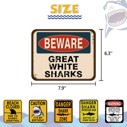 6 PCS Shark Zone Party Decorations Funny Party Wall Decorations Signs for Boys Birthday Party Ocean Shark Theme Party Supplies