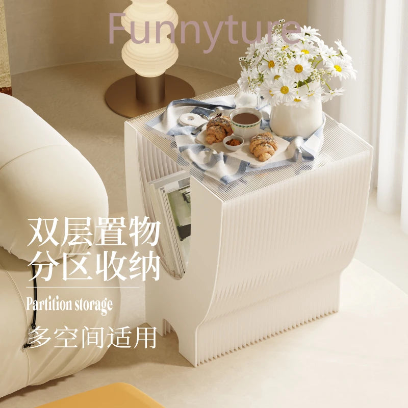 Folding paper table bedside table shelf living room bedroom simple folding storage sofa side cabinet coffee table 롤테이블 이동식테이블