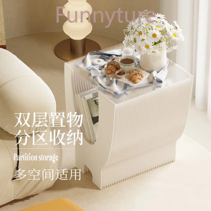 Folding paper table bedside table shelf living room bedroom simple folding storage sofa side cabinet coffee table 롤테이블 이동식테이블