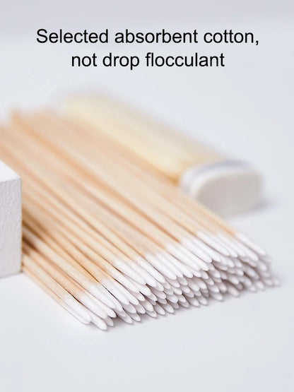 100/300/500pcs Cotton Swabs Wood Colored Pointed Embroidery Cotton Swabs Embroidery Cotton Swabs Beauty Cotton Swabs