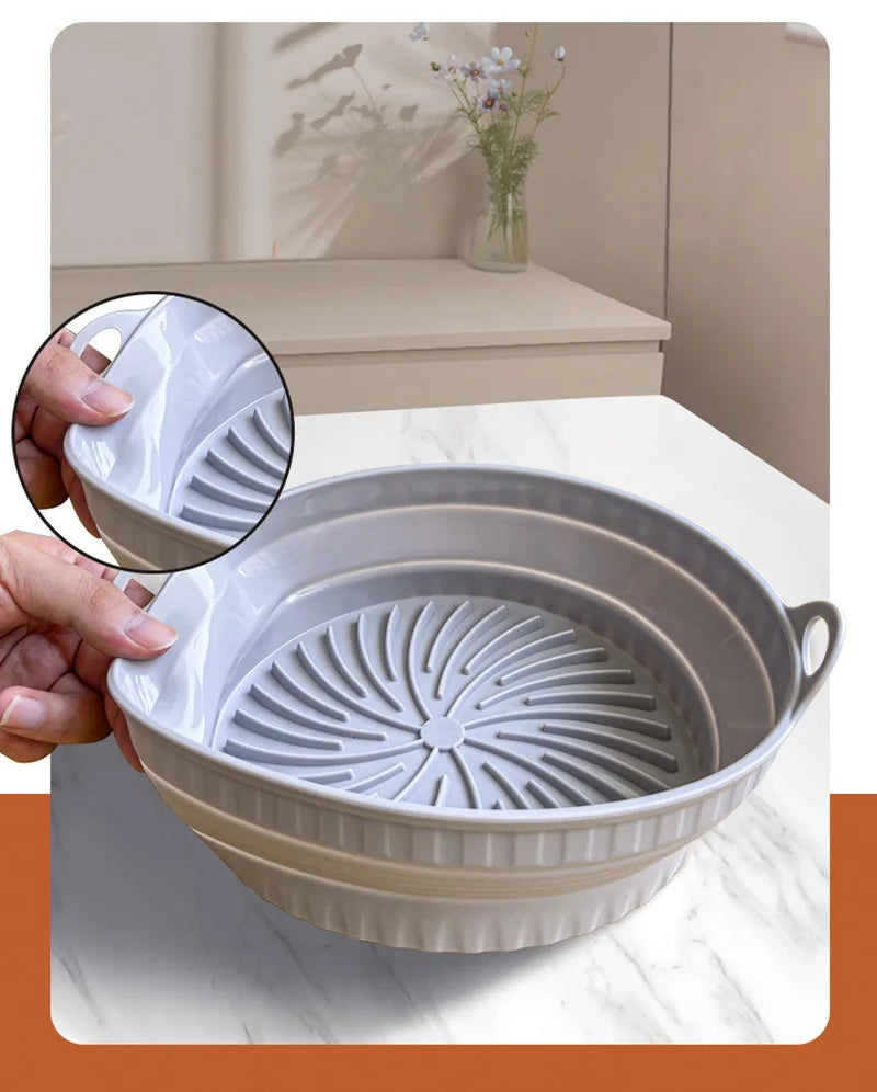 Foldable Air Fryer Silicone Liners Reusable Silicone Air Fryer Basket Food Safe Non Stick Air-Fryer Bakewa Kitchen Accessorie