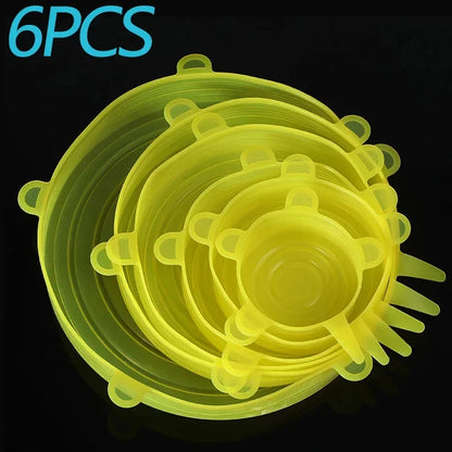 6 Pcs Silicone Covers Stretch Lids for Kitchen Microwave Food Caps Food Universal Dish Stretch Lids for Cans Kitchen Accessories