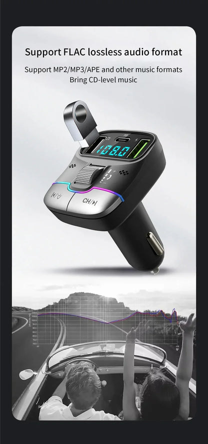 Xiaomi FM Transmitter Bluetooth 5.4 Hands-Free Portable Car AUX Radio Modulator MP3 Player with Fast Charging Adapter