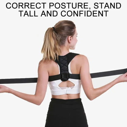 Polyester Back Straightener Adjustable Breathable Back Posture Corrector Black Support Back Brace Posture Corrector Fitness
