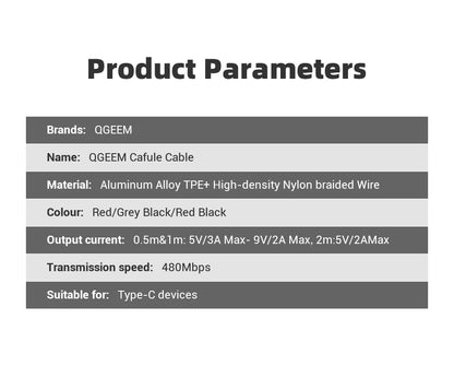 QGeeM 3A USB C Cable USB Type C Cable for Xiaomi OPPO Realme Poco Oneplus Redmi Phone Charger Fast Charge Charger Type C Cable