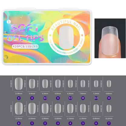 420pcs/box Frosted Version False Nails Press On Acrylic Nails Almond Mixed Size Short Style Ultra Thin Traceless Nail Tips
