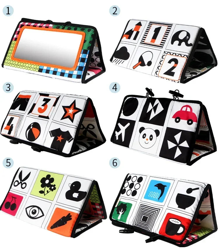 Black and White Newborn Mirror Toys Baby Tummy Time for Babies Montessori Development Crawl High Contrast Activity Sensory Toy