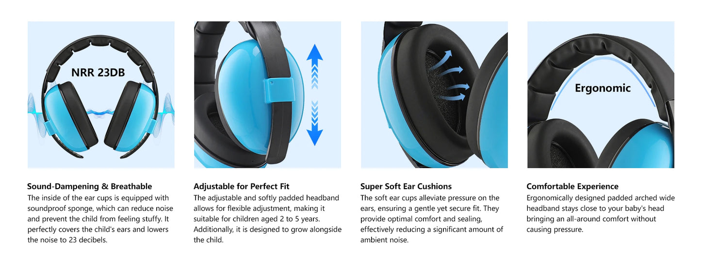Baby Ear Protection for Babies and Toddlers Noise Reduction Earmuffs Baby Headphones Against Hearing Damage Improves Sleep