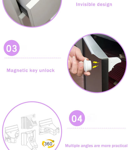 Magnetic Child Safety Lock Limiter Children Protection Baby Safety Lock Invisible Lock Kids Security Drawer Latch Cabinet Door