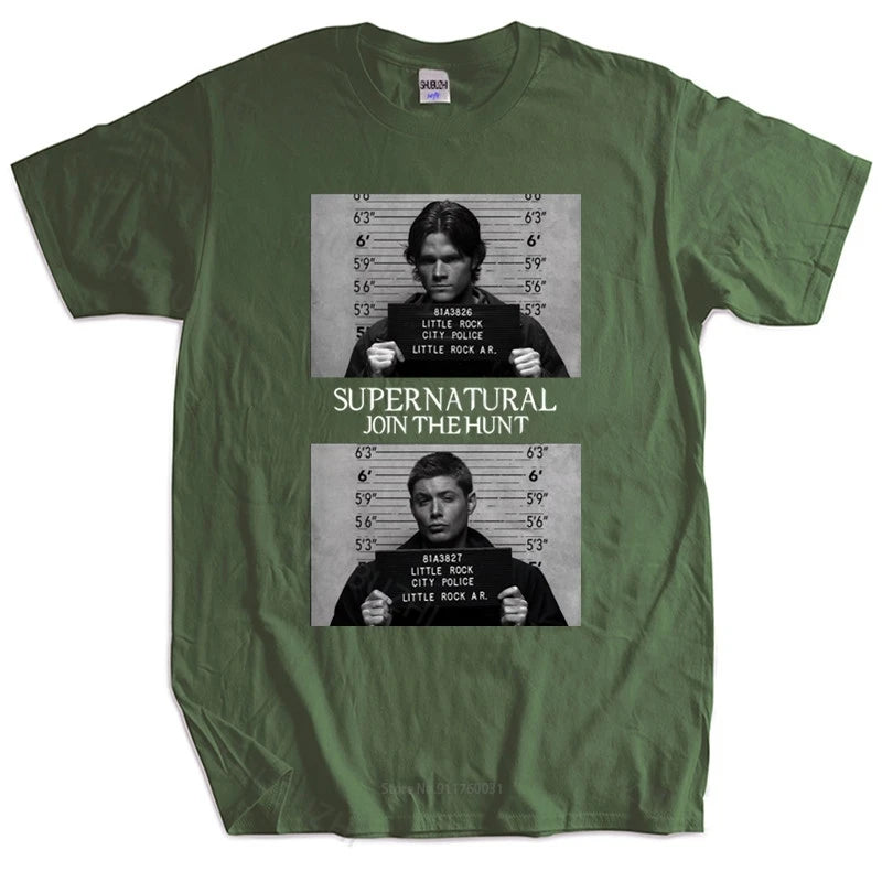 Mens T-shirt TOPS Supernatural Mugshot's T shirt supernatural mug mugshot sam dean winchester sam unisex tee-shirt