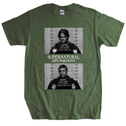 Mens T-shirt TOPS Supernatural Mugshot's T shirt supernatural mug mugshot sam dean winchester sam unisex tee-shirt