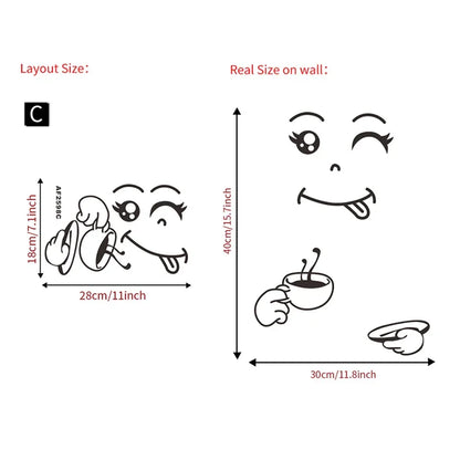 Fridge Cute Stickers Fridge Magnet Fridge Happy Delicious Face Kitchen Fridges Wall Stickers Art Cute Wall Sticker Home Decor